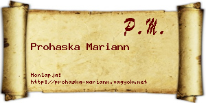 Prohaska Mariann névjegykártya