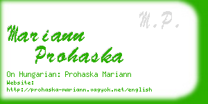 mariann prohaska business card